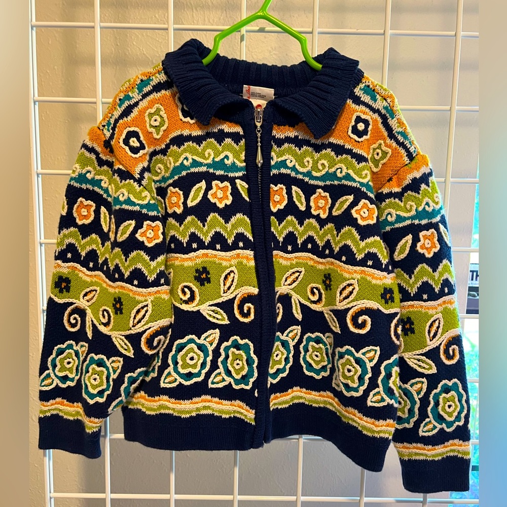 HANNA ANDERSSON, Size 4, VGUC, Navy Multi Zip Front Cardigan